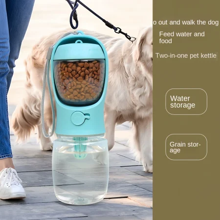 Gourde portable 2 en 1 pour chien et chat – Eau et croquettes